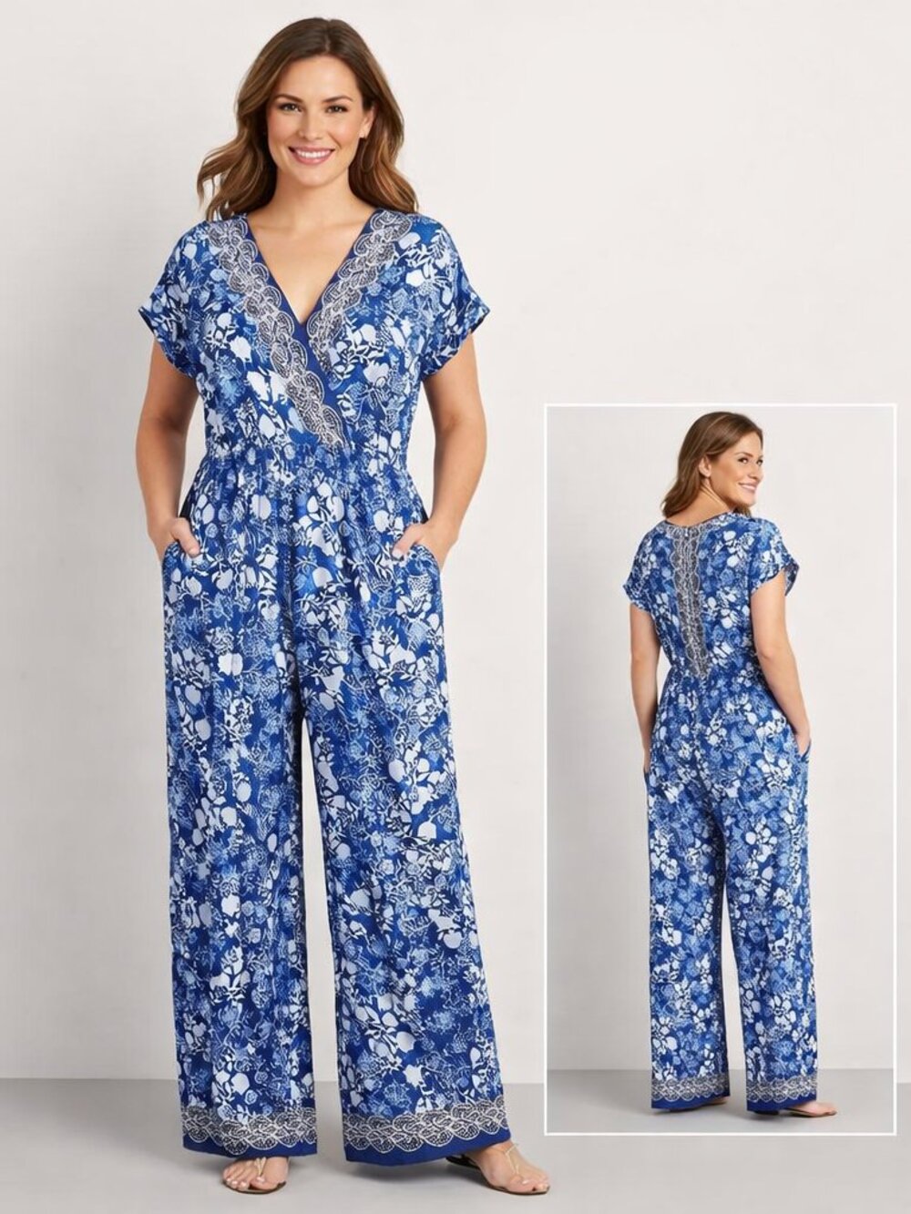 Rabbit Rabbit Rabbit Floral Wide Leg Jumpsuit Polyester Size 12 Cottagecore Boho
